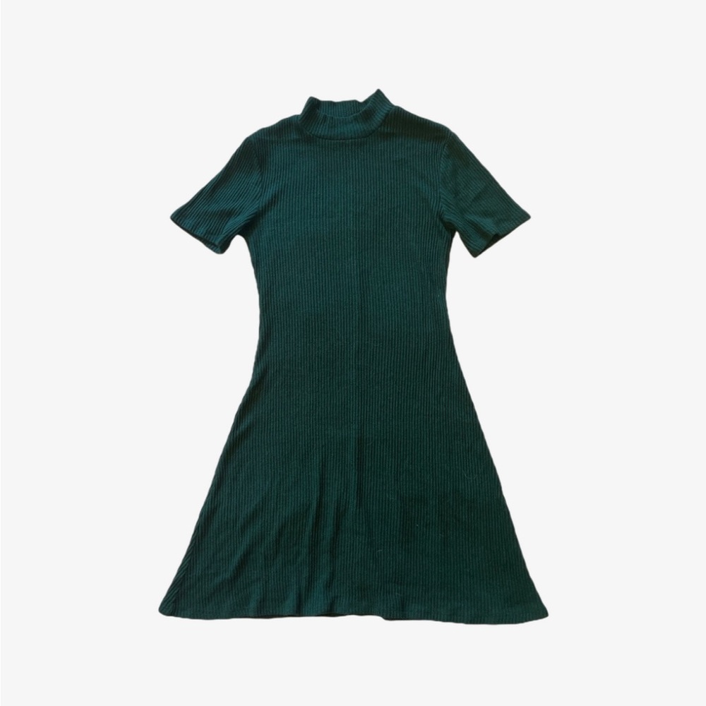 Turtleneck dark green dress